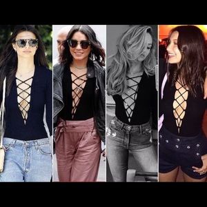 Velvet lace up reformation bodysuit.